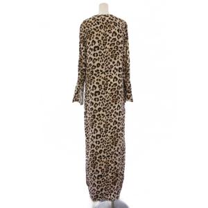 EQUIPMENT ワンピース ロング 長袖 ヒョウ柄 レオパード柄 シルク XS ベージュ ブラウン /BM BM