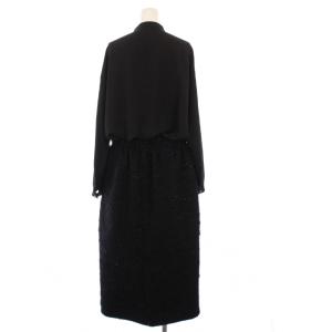 ADORE 23AW ファンシーツィードワンピース 長袖 ロング タイト ボウタイ リボン 38 黒 531-4140002