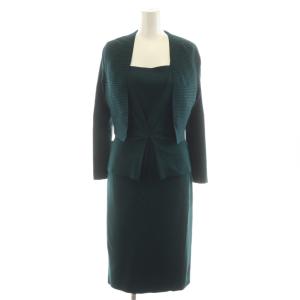 アンサンブル ボレロ ワンピース ロング丈 ニット ノースリーブ 40 38 緑 グリーン M5N13-215-76