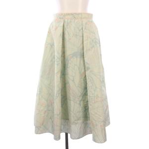 25SS バタフライプリントタック フレアスカート ロング 36 ミントグリーン 102517-11-180-73-360