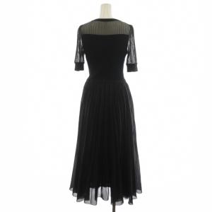 ANAYI 24SS シアーリブプリーツドッキングワンピース ロング 半袖 シースルー 36 黒 ブラック 102417-14-600-11-360