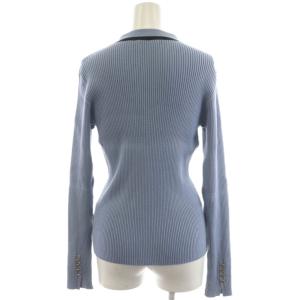 PINKY&DIANNE バイカラーボウタイニット セーター 長袖 リブ 38 黒 ブラック 水色 ライトブルー 031-3270230