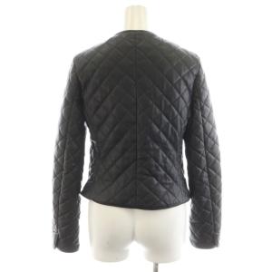 ESTNATION 22AW キルティングジャケット 中綿 ノーカラー フェイクレザー 36 黒 ブラック 22-109-04-090274