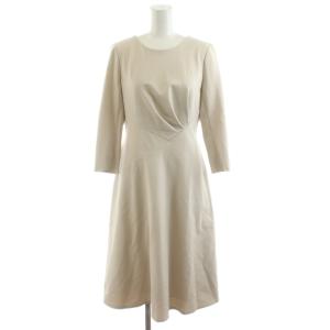 ワンピース ミモレ ロング 長袖 38 ベージュ /AN19 BM