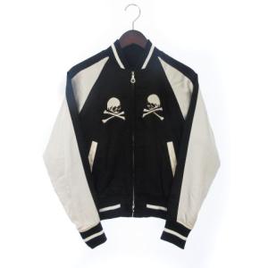 スカジャン スカル刺繍 シルク 0 ブラック