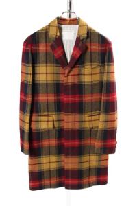 コート チェスター タータンチェック 比翼 ウール 黄 イエロー