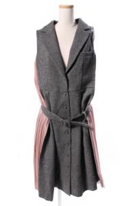 ベスト ロング プリーツ 切替 ウール 1 グレー