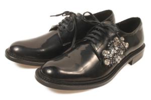 ビジネスシューズ レースアップ ビジュー レザー 37 黒 ブラック