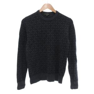 セーター ニット ウール M グレー 総柄 クルーネック 長袖 /NL GY66
