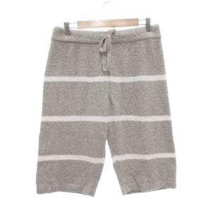 タグ付き ルームウェア パジャマ ハーフパンツ L グレー ボーダー柄 ドローストリングウエスト イージー