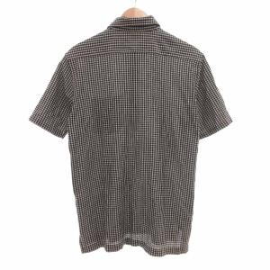 LACOSTE シャツ 半袖 シアサッカー ギンガムチェック L 白 ホワイト 黒 ブラック /JS GY66