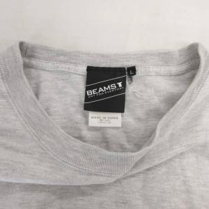 BEAMS 美品 Tシャツ カットソー L 灰色 グレー プリント柄 半袖 丸首 11-08-5865-591 495568