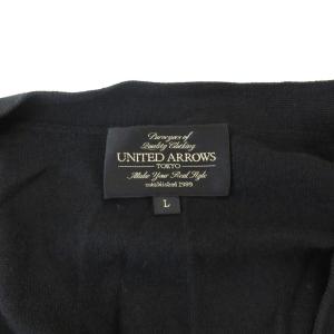 UNITED ARROWS カーディガン ウール L 黒 ブラック Vネック 長袖 ボタンフロント /SX GY66