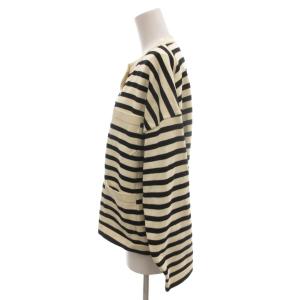 Traditional Weatherwear 美品 カーディガン ニット S 白 ホワイト ボーダー柄 ノーカラー 長袖 /SJ GY66
