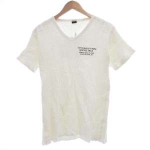 Tシャツ ワッフル プリント L 白 ホワイト /JS GY66