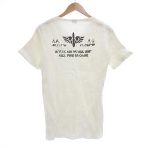AVIREX Tシャツ ワッフル プリント L 白 ホワイト /JS GY66