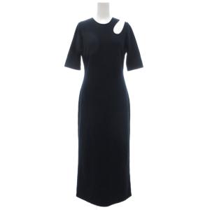 ワンピース 紺 ネイビー カットアウト 半袖 ロング丈 /ML GY66