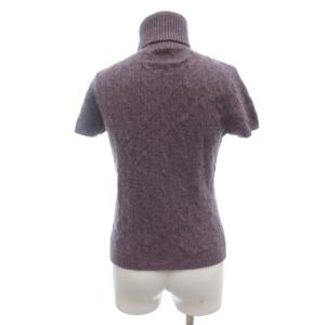 RALPH LAUREN ニット セーター カシミヤ M 紫 タートルネック 半袖 ケーブル編み /KR GY66