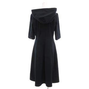 M-Premier BLACK 美品 ロングワンピース フード付き 半袖 36 紺 ネイビー /YJ GY66