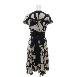 DIANE von FURSTENBERG ラップワンピース シルク フレンチスリーブ ドット柄 キーネック 2 白 ホワイト 黒 ブラック /YJ