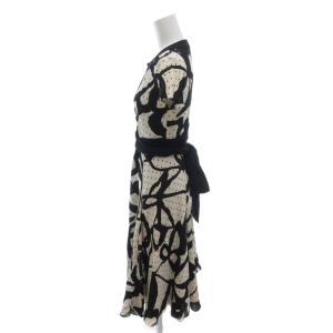 DIANE von FURSTENBERG ラップワンピース シルク フレンチスリーブ ドット柄 キーネック 2 白 ホワイト 黒 ブラック /YJ
