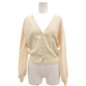 カーディガン S クリーム色 Vネック 長袖 パールボタン ECF001 /SC ECF001