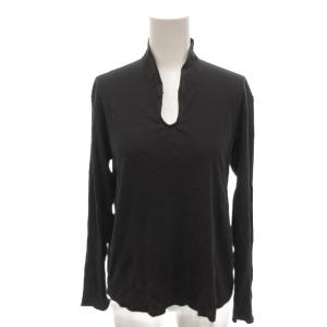 美品 ロンT カットソー M 灰色 グレー Vネックスタンドカラー 長袖 スカラップヘム J0151UB433
