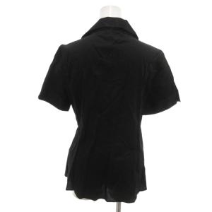 NARA CAMICIE 美品 ブラウス 2 黒 ブラック スクエアカラー ピンタック 半袖 /HW ECF001