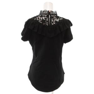 TED BAKER 美品 Tシャツ 2 黒 ブラック 半袖 スタンドカラー レース /SJ ECF001