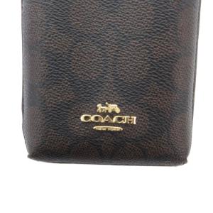 COACH 美品 スマートフォンポーチ H2478 茶 ブラウン モノグラム柄 フラップ開閉 /HW ECF003