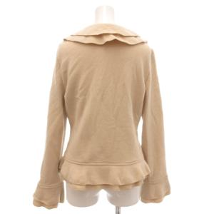 FRANCO FERRARO ニットカーディガン 3 ベージュ系 フリル付き 前開き ボタン留め 長袖 無地 /SC ECF003