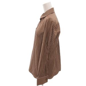 Max Mara 美品 シャツ 38 茶 ブラウン ストライプ柄 長袖 ECF003
