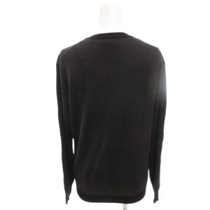 BLACK LABEL CRESTBRIDGE 美品 ニット セーター M ダークグレー アセテート Vネック 長袖 総柄 薄手 /HWECF003