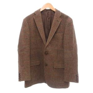 美品 ジャケット ウール 50 茶 ブラウン チェック柄 ノッチドラペル /NL ECF003