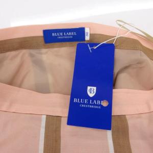 BLUE LABEL CRESTBRIDGE タグ付き フレアスカート 38 ピンク ブラウン 白 ホワイト ストライプ柄 ミディ丈 Aライン /SX