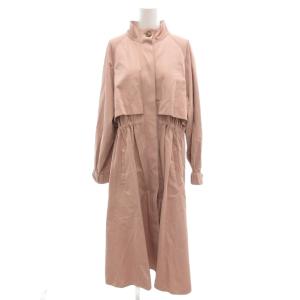 美品 ノーカラーコート 無地 ロング丈 チュール 40 ピンク /MG ECF003