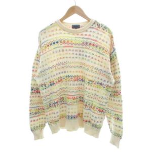 美品 セーター ニット 3 クリーム色 フェアアイル柄 クルーネック /SJ ECG001