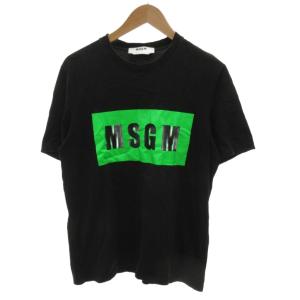 美品 ネオン BOX ロゴ T-SHIRT XS 黒 ブラック カットソー 半袖 グラフィックプリント