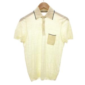 美品 ポロシャツ シルク混 半袖 44 クリーム色 /SJ ECG001