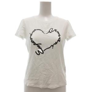 イタリア製 Tシャツ 40 半袖 ラウンドネック ハートロゴ タイト 白 ホワイト /NU ECG003