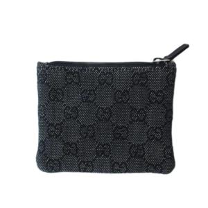 GUCCI 美品 742461699 コインケース ダークグレー GGキャンバス ジッパー開閉 /HW ECG003