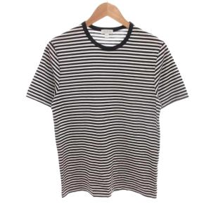 美品 Tシャツ M 白 ホワイト 黒 ブラック ボーダー柄 ラウンドネック 半袖 /IL ECG003