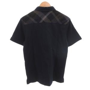 BLACK LABEL CRESTBRIDGE ポロシャツ L 紺 ネイビー 半袖 ポロカラー チェック柄切替 /IL ECG003