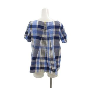 BLUE LABEL CRESTBRIDGE カットソー 38 青 ブルー チェック柄 ラウンドネック 半袖 /NU ECF003