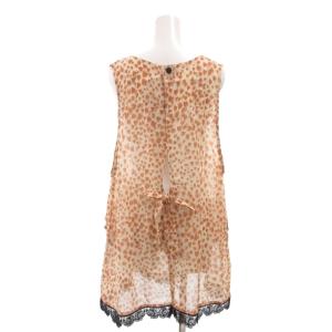 ANNA SUI タグ付き チュニック ベージュ 茶 ブラウン ハート柄 ノースリーブ シフォン リボン レース装飾 /NU
