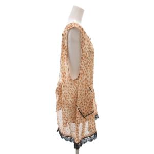 ANNA SUI タグ付き チュニック ベージュ 茶 ブラウン ハート柄 ノースリーブ シフォン リボン レース装飾 /NU