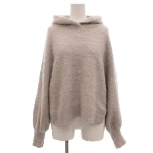 パーカー カシミヤ 38 グレージュ 長袖 フード付き 無地 /ML ECF003