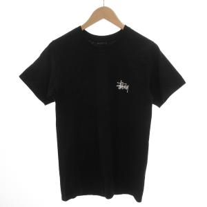 STUSSY 美品 Tシャツ S 黒 ブラック ラウンドネック ロゴプリント /YF ECG004