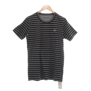 Tシャツ 2 黒 ブラック 灰色 グレー ボーダー柄 半袖 クルーネック /SC ECG004