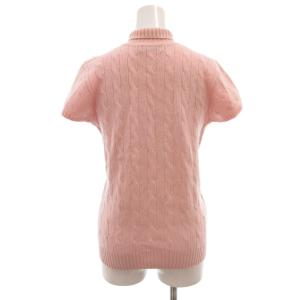 RALPH LAUREN ニット セーター カシミヤ 半袖 2F ケーブル編み ロゴ ポニー刺繍 タートルネック ピンク /KB